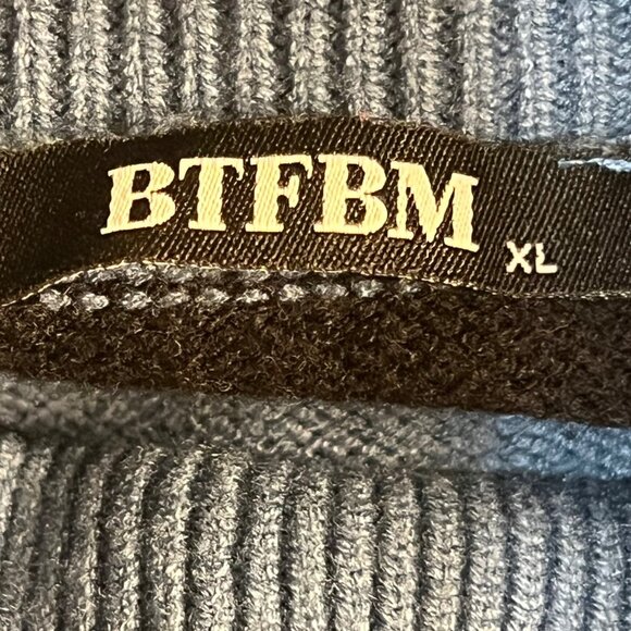 BTFBM Striped Blue & Black Ribbed Knit Turtleneck Sweater XL Warm Oversized - Picture 13 of 16